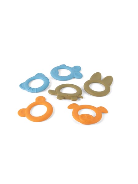 Blå bidering med buet form og lysegrå holder.